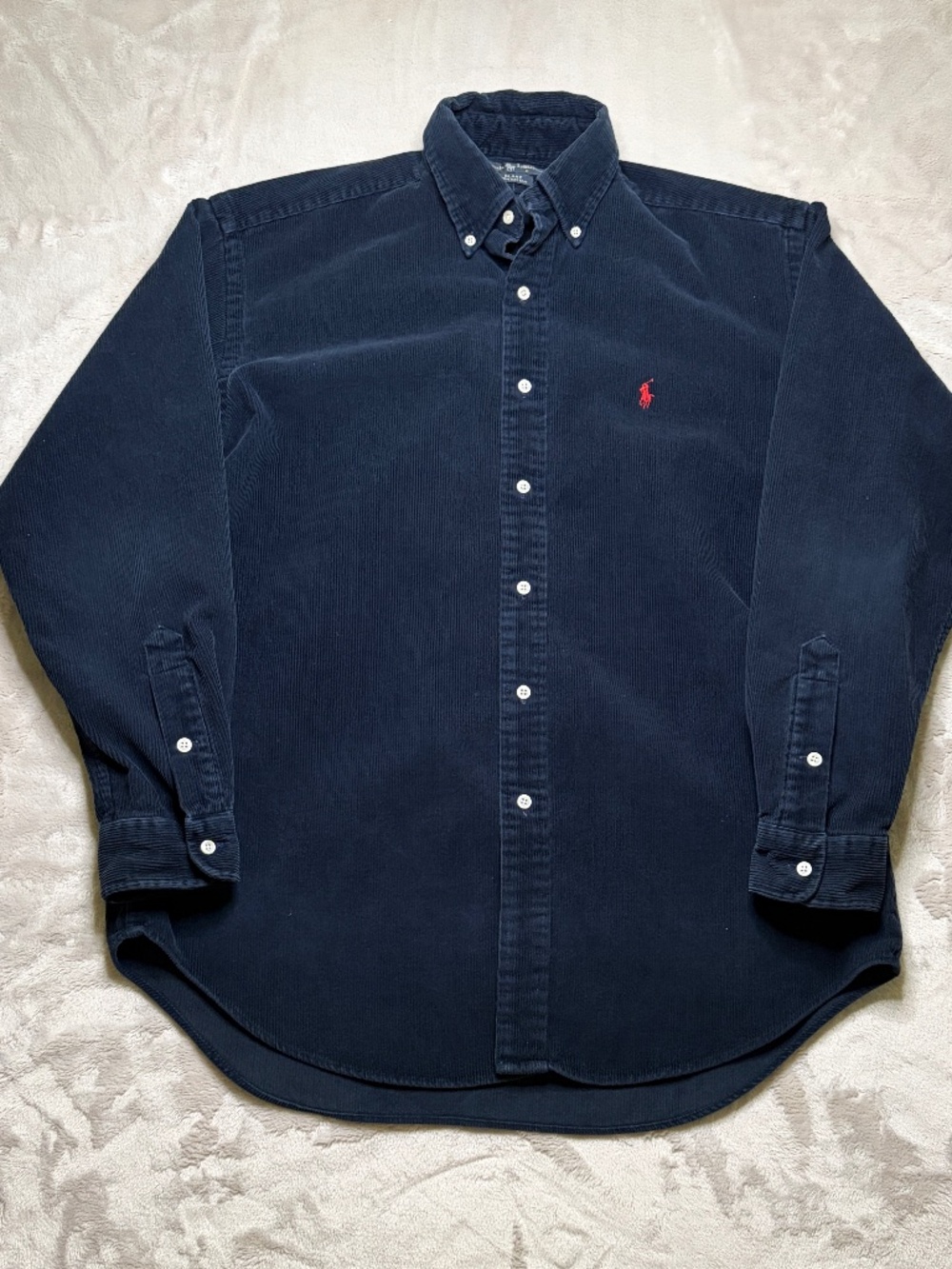 VTG Polo Ralph Lauren Blake Corduroy Button Down Shirt Mens M Tall Blue Red Pony